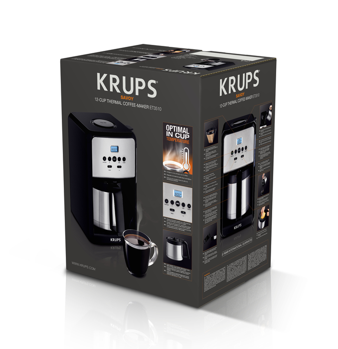  KRUPS ET351 Coffee Maker, Coffee Programmable Maker, Thermal  Carafe, 12 Cup, Black: Home & Kitchen